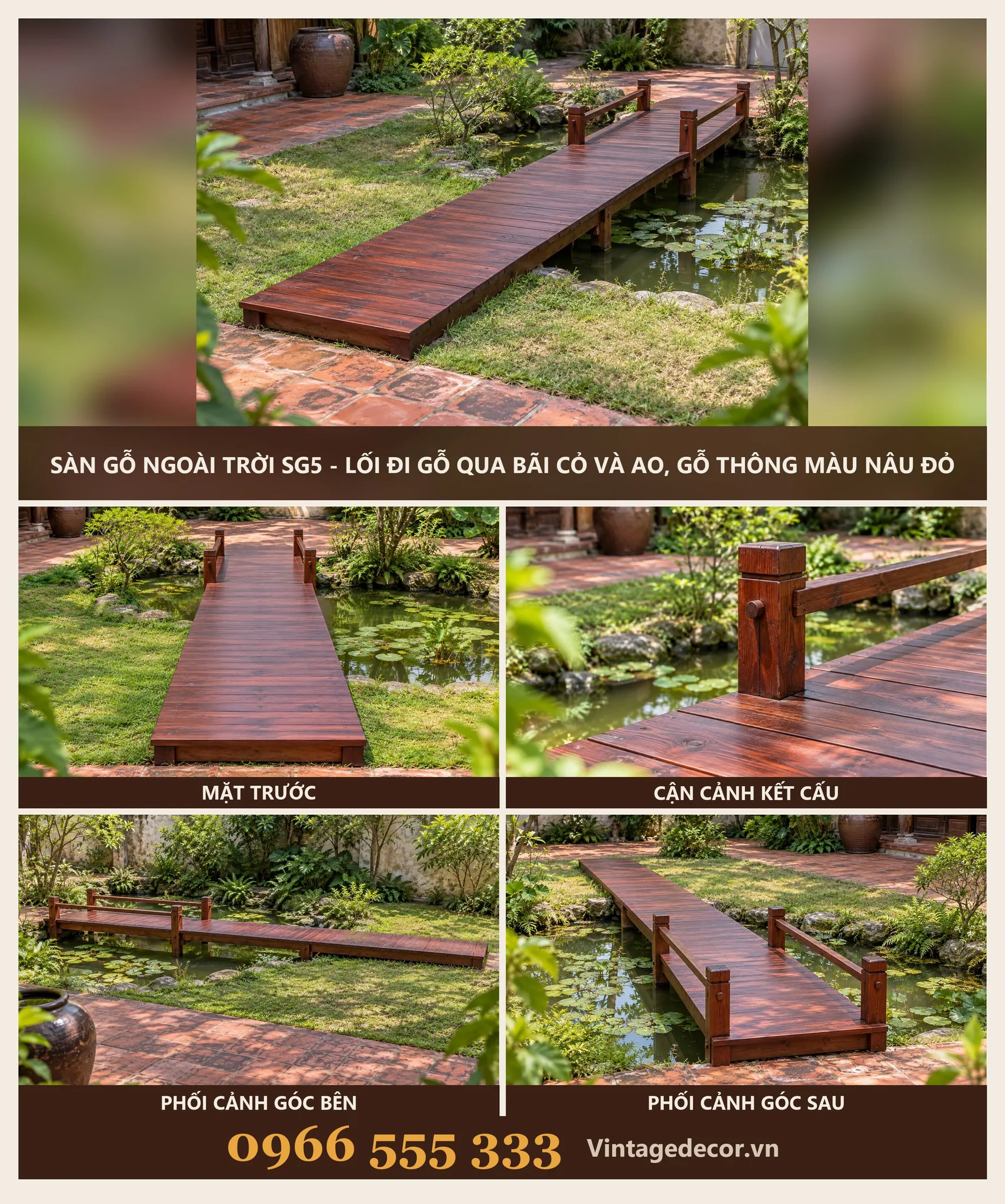 Sàn Gỗ Ngoài Trời SG5 Lối Đi Qua Bãi Cỏ