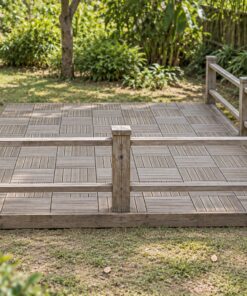 Sàn Gỗ Ngoài Trời SG7 - Vỉ Gỗ Lát Ô Bàn Cờ Lan Can Hai Mặt, Gỗ Thông Màu Vintage