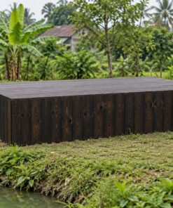 Sàn Gỗ Ngoài Trời SG8 - Bậc Gỗ Rộng Ngồi Được Xuống Bãi Cỏ, Gỗ Thông Màu Gỗ Cháy