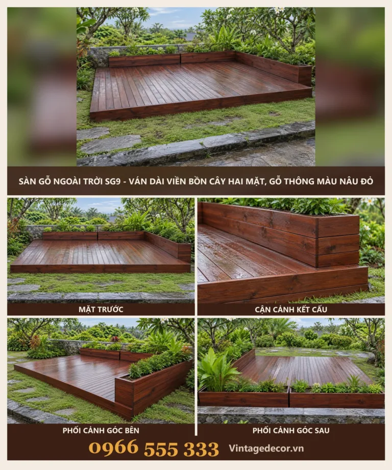 Sàn Gỗ Ngoài Trời SG9 Ván Dài Viền Bồn Cây