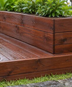 Sàn Gỗ Ngoài Trời SG9 - Ván Dài Viền Bồn Cây Hai Mặt, Gỗ Thông Màu Nâu Đỏ