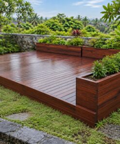 Sàn Gỗ Ngoài Trời SG9 - Ván Dài Viền Bồn Cây Hai Mặt, Gỗ Thông Màu Nâu Đỏ