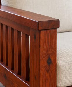 Sofa Gỗ Thông NT15 - Ghế Dài Ba Chỗ Khung Hộp Nệm Rời, Gỗ Thông