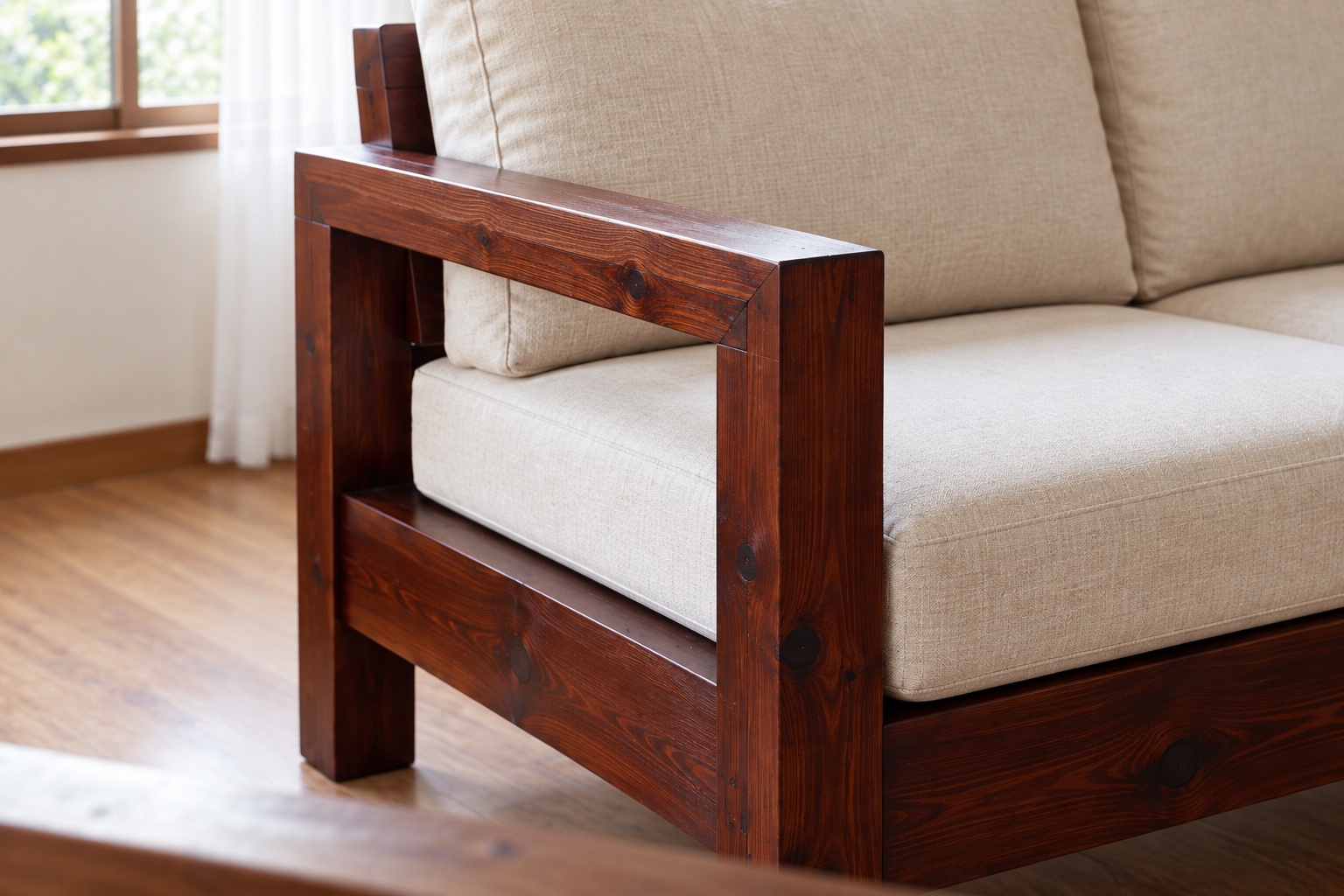 Sofa Gỗ Thông NT43 - Góc Chữ L Khung Hộp Nệm Rời, Gỗ Thông Màu Nâu Cánh Gián Sofa Gỗ Thông NT43 - Góc Chữ L Khung Hộp Nệm Rời, Gỗ Thông Màu Nâu Cánh Gián