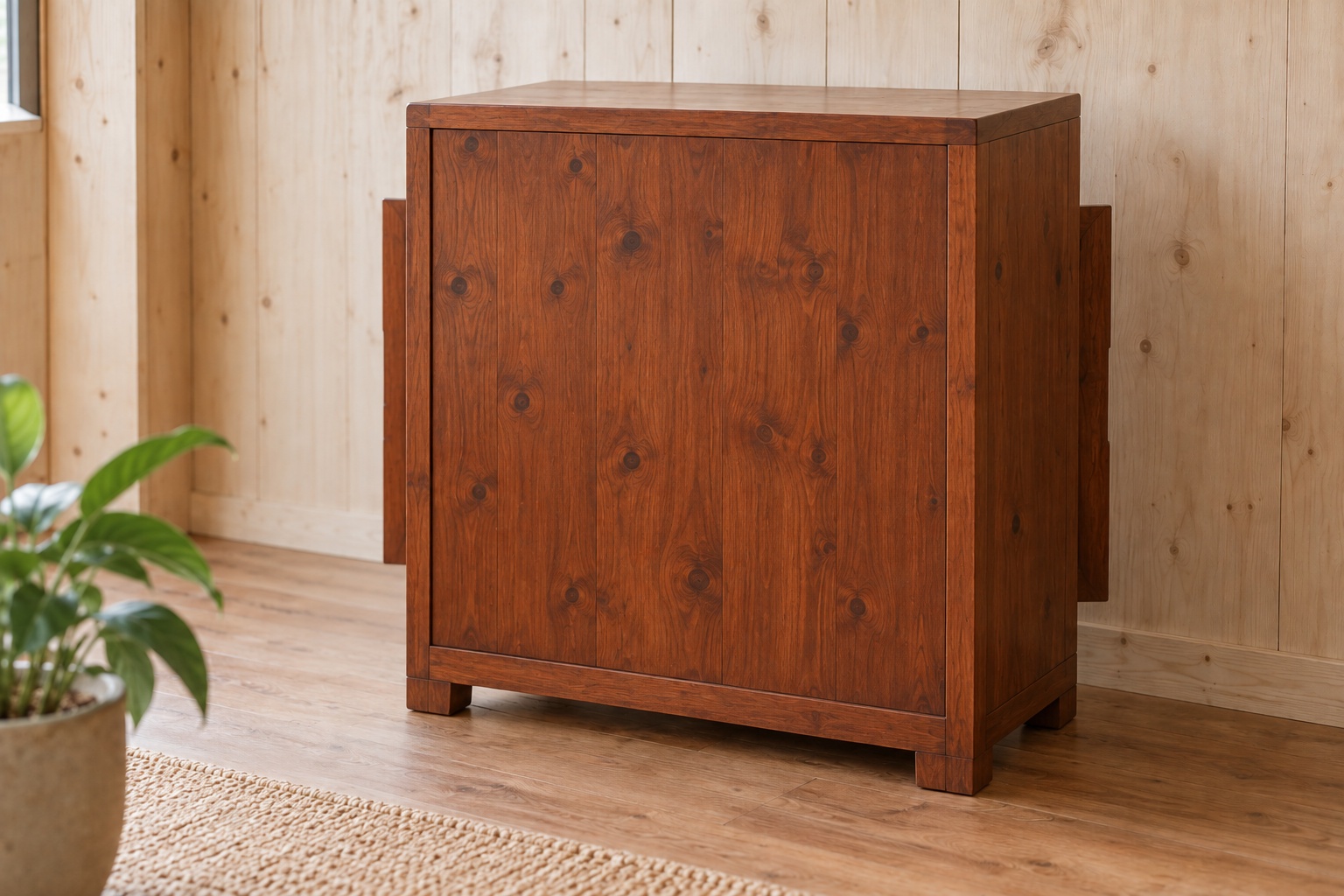 Tủ Rượu Mini TRM07 - Hai Cánh Ô Vuông Xếp Chai Nằm, Gỗ Thông Tủ Rượu Mini TRM07 - Hai Cánh Ô Vuông Xếp Chai Nằm, Gỗ Thông