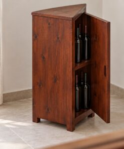 Tủ Rượu Mini TRM08 - Tủ Góc Mặt Trước Vát Chéo, Gỗ Thông