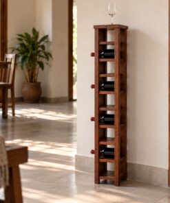 Tủ Rượu Mini TRM11 - Tháp Hẹp Một Cột Ô Chai, Gỗ Thông