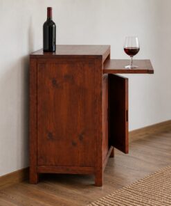 Tủ Rượu Mini TRM14 - Mặt Rót Kéo Ra Như Ngăn Kéo, Gỗ Thông