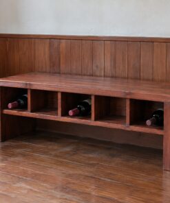 Tủ Rượu Mini TRM19 - Ghế Băng Ngồi Được Gầm Ô Chai, Gỗ Thông