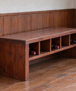 Tủ Rượu Mini TRM19 - Ghế Băng Ngồi Được Gầm Ô Chai, Gỗ Thông
