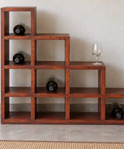 Tủ Rượu Mini TRM20 - Kệ Bậc Thang So Le Một Bên, Gỗ Thông