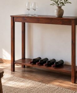 Tủ Rượu Mini TRM21 - Bàn Console Chân Cao Kệ Chai Dưới, Gỗ Thông