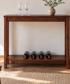 Tủ Rượu Mini TRM21 - Bàn Console Chân Cao Kệ Chai Dưới, Gỗ Thông