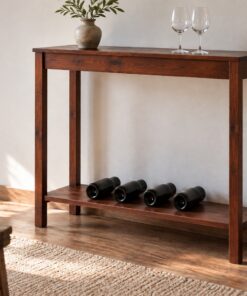 Tủ Rượu Mini TRM21 - Bàn Console Chân Cao Kệ Chai Dưới, Gỗ Thông
