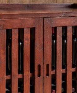 Tủ Rượu Mini TRM31 - Thấp Cánh Nan Đứng Thưa Mặt Có Gờ, Gỗ Thông Màu Nâu Đỏ
