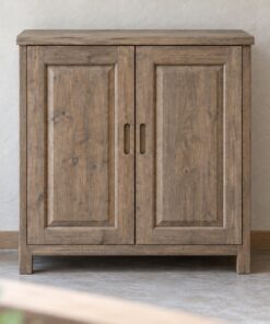 Tủ Rượu Mini TRM33 - Hai Cánh Ô Ván Nổi Viền Chỉ, Gỗ Thông Màu Vintage
