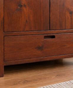 Tủ Rượu Mini TRM35 - Hai Cánh Một Ngăn Kéo Ngang Dưới, Gỗ Thông Màu Nâu Đỏ