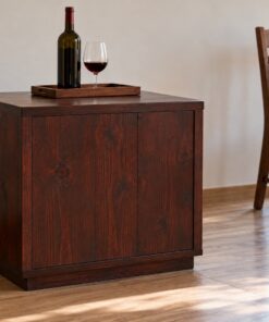 Tủ Rượu Mini TRM36 - Vuông Thấp Một Cánh Mặt Làm Bàn Phụ, Gỗ Thông Màu Nâu Cánh Gián