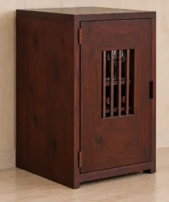 Tủ Rượu Mini TRM37 - Một Cánh Ô Song Gỗ Nhỏ Giữa Cánh, Gỗ Thông Màu Nâu Cánh Gián