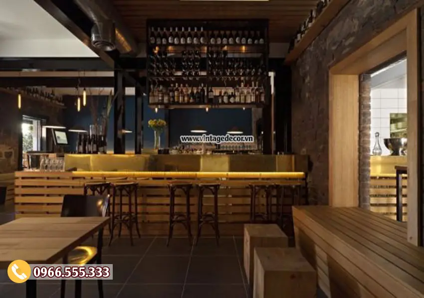Mẫu thiết kế nhà hàng rượu vang vintage BR12