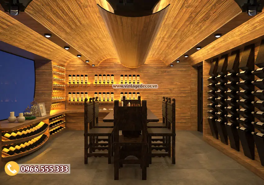 Mẫu thiết kế Phòng Vip hầm rượu nhà hàng đẹp BR55