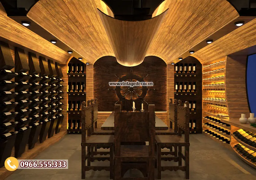 Mẫu thiết kế Phòng Vip hầm rượu nhà hàng đẹp BR55