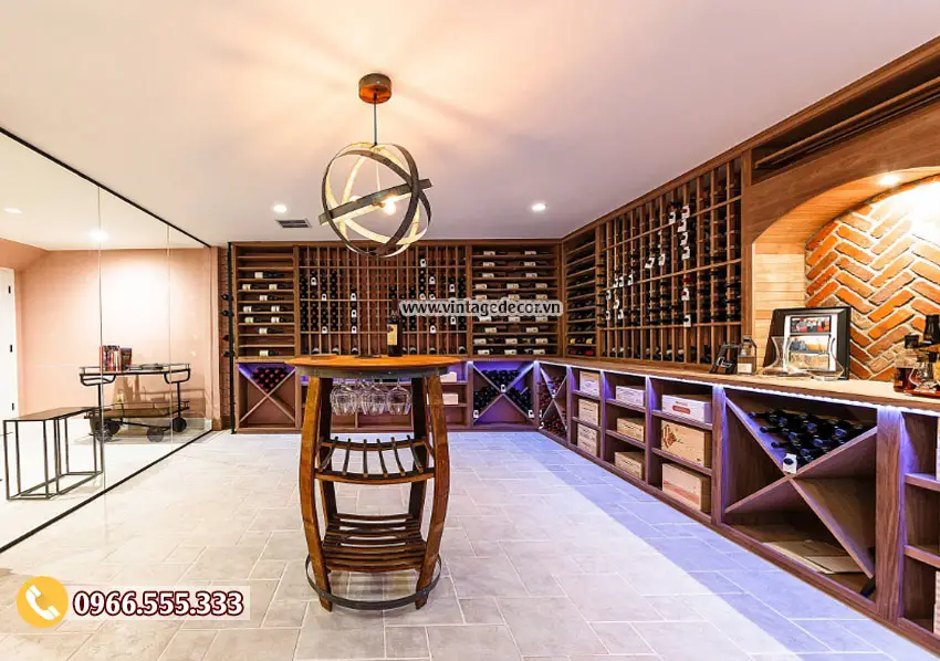 Mẫu thiết kế hầm rượu vang phòng khách đẹp HR75