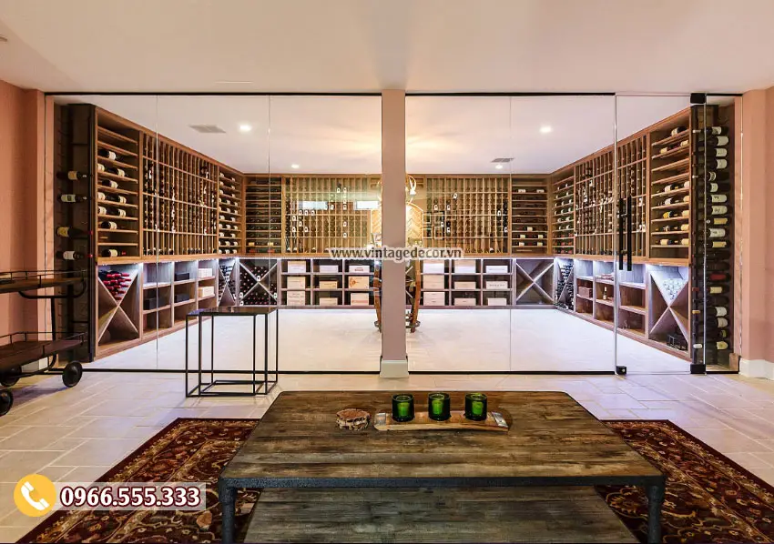 Mẫu thiết kế hầm rượu vang phòng khách đẹp HR75