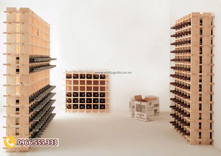 Mẫu kệ lưu trữ rượu vang gỗ thông nhập khẩu TBR47