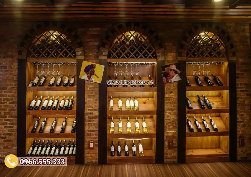 Thi công hầm rượu nhà hàng vintage BR81