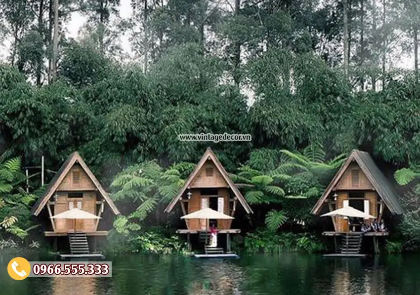 Mẫu thiết kế nhà gỗ homestay khu du lịch ven sông NB37