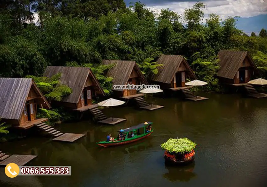 Mẫu thiết kế nhà gỗ homestay khu du lịch ven sông NB37