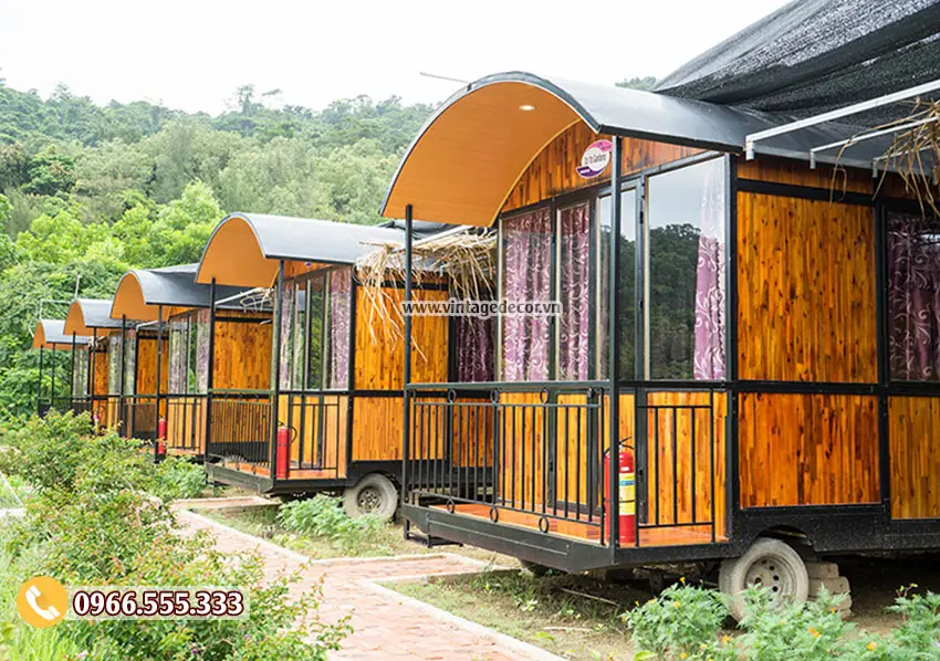 Thiết kế kiểu nhà gỗ bungalow mô hình khu du lịch sinh thái
