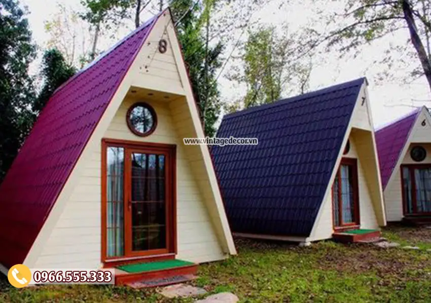 Thiết kế kiểu nhà gỗ bungalow mô hình khu du lịch sinh thái